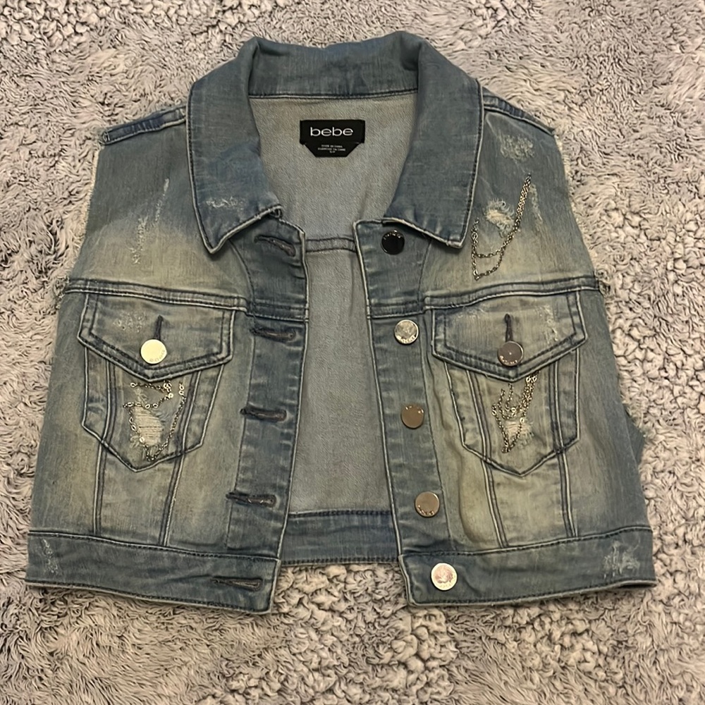 Bebe cropped denim vest